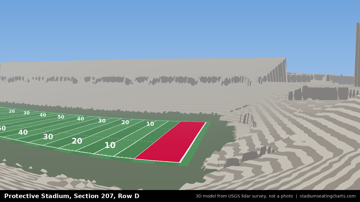 View from Protective Stadium Section 207, Row D, looking toward the field