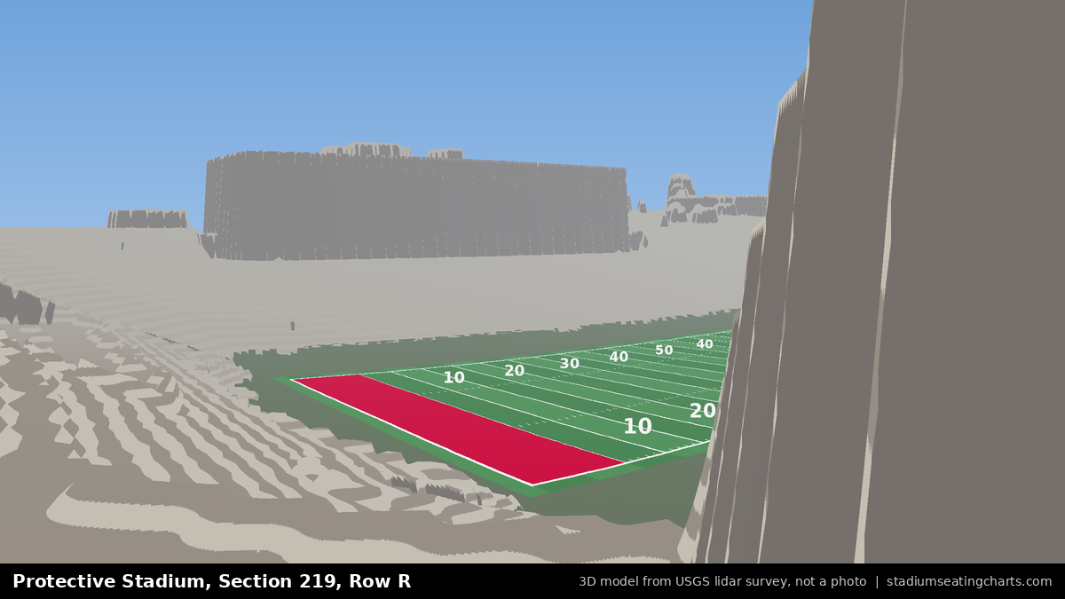 View from Protective Stadium Section 219, Row R, looking toward the field