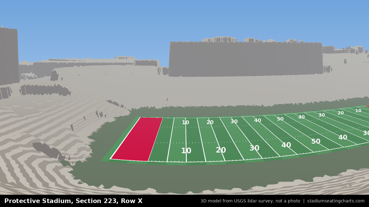 View from Protective Stadium Section 223, Row X, looking toward the field