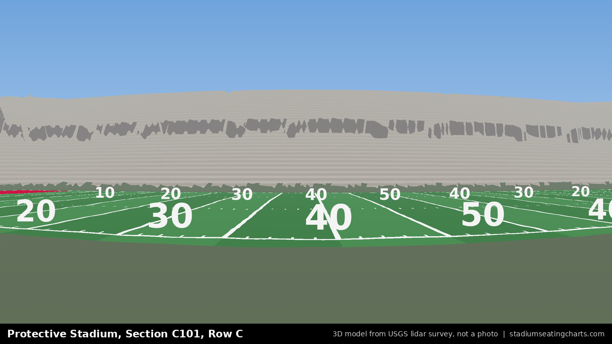 View from Protective Stadium Section C101, Row C, looking toward the field