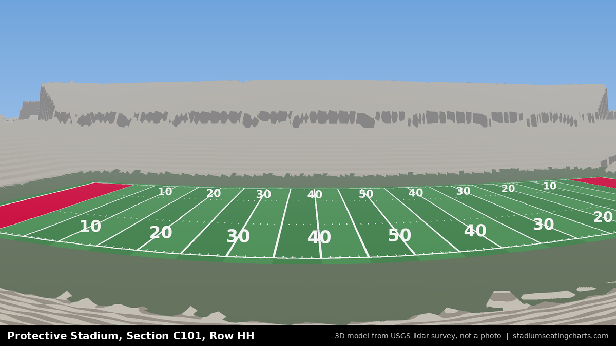 View from Protective Stadium Section C101, Row HH, looking toward the field