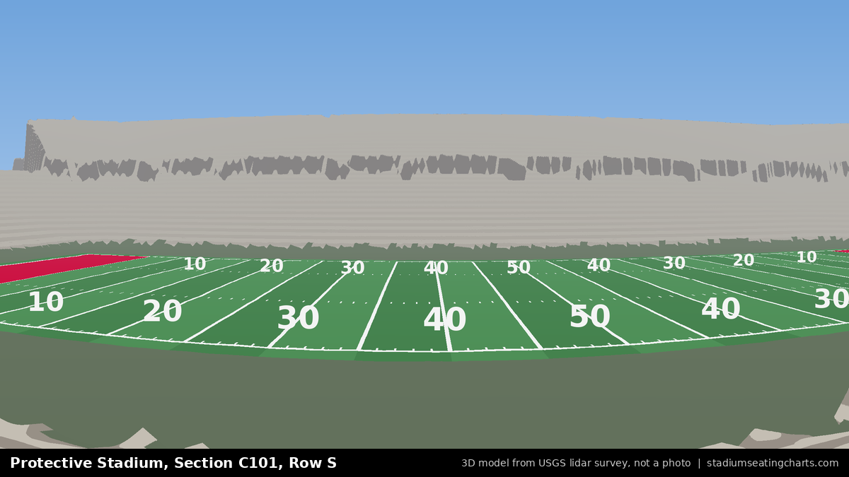 View from Protective Stadium Section C101, Row S, looking toward the field
