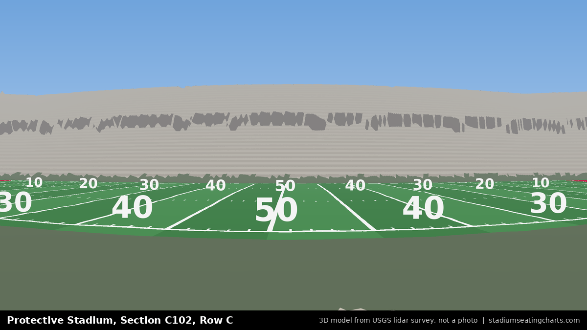 View from Protective Stadium Section C102, Row C, looking toward the field