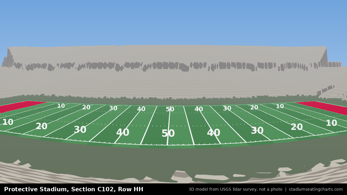 View from Protective Stadium Section C102, Row HH, looking toward the field