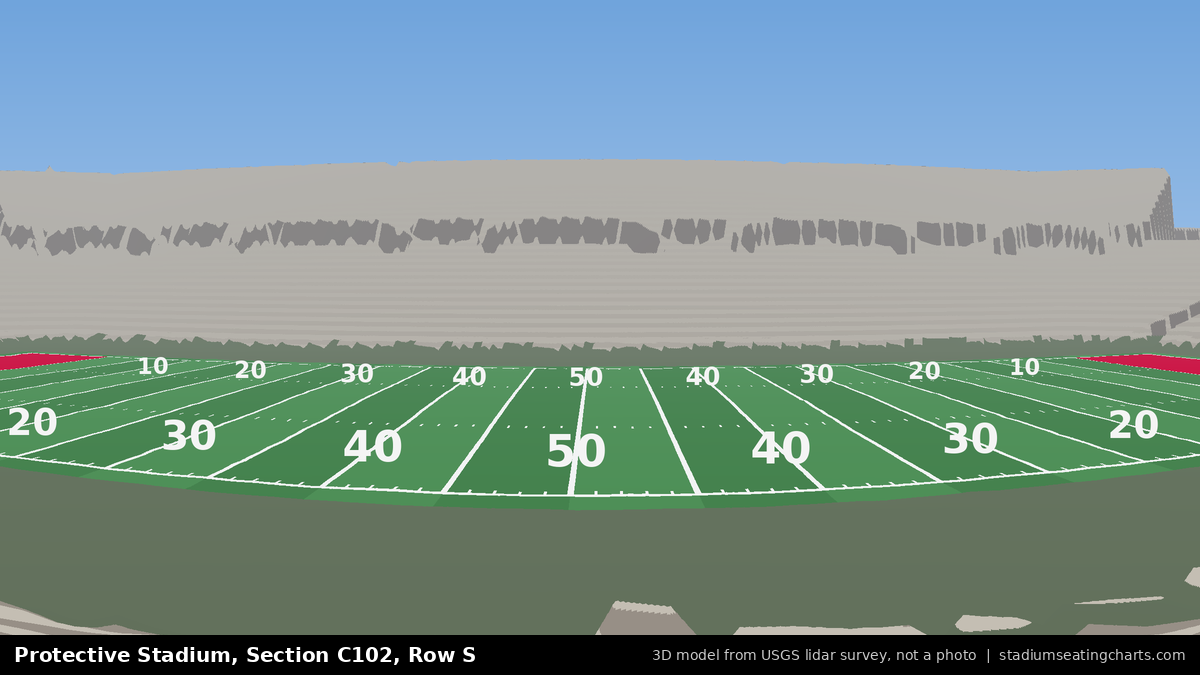 View from Protective Stadium Section C102, Row S, looking toward the field