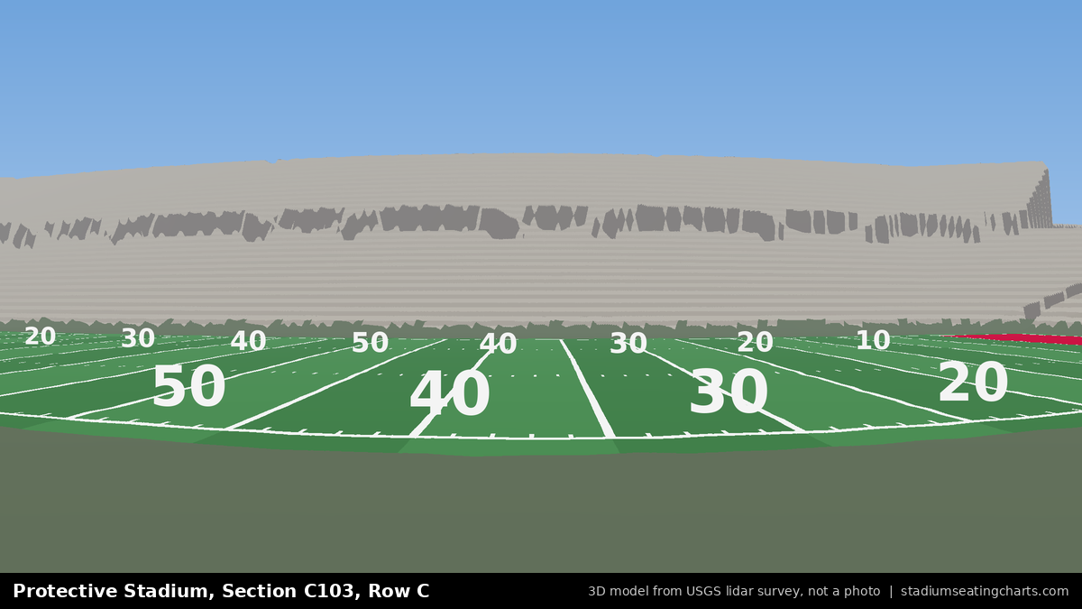 View from Protective Stadium Section C103, Row C, looking toward the field