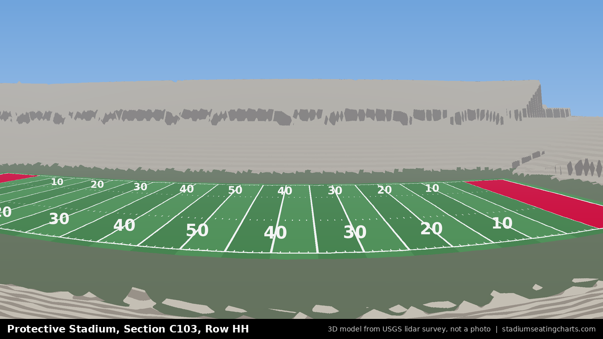 View from Protective Stadium Section C103, Row HH, looking toward the field