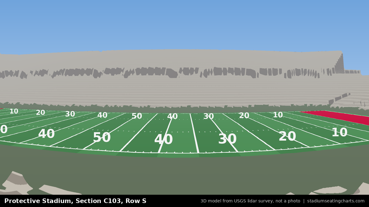 View from Protective Stadium Section C103, Row S, looking toward the field