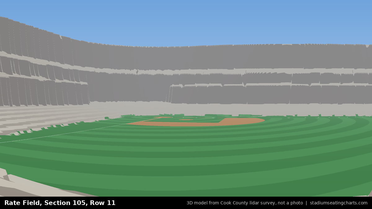 View from Rate Field Section 105, Row 11, looking toward the pitcher's mound