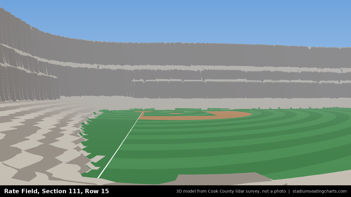 View from Rate Field Section 111, Row 15, looking toward the pitcher's mound