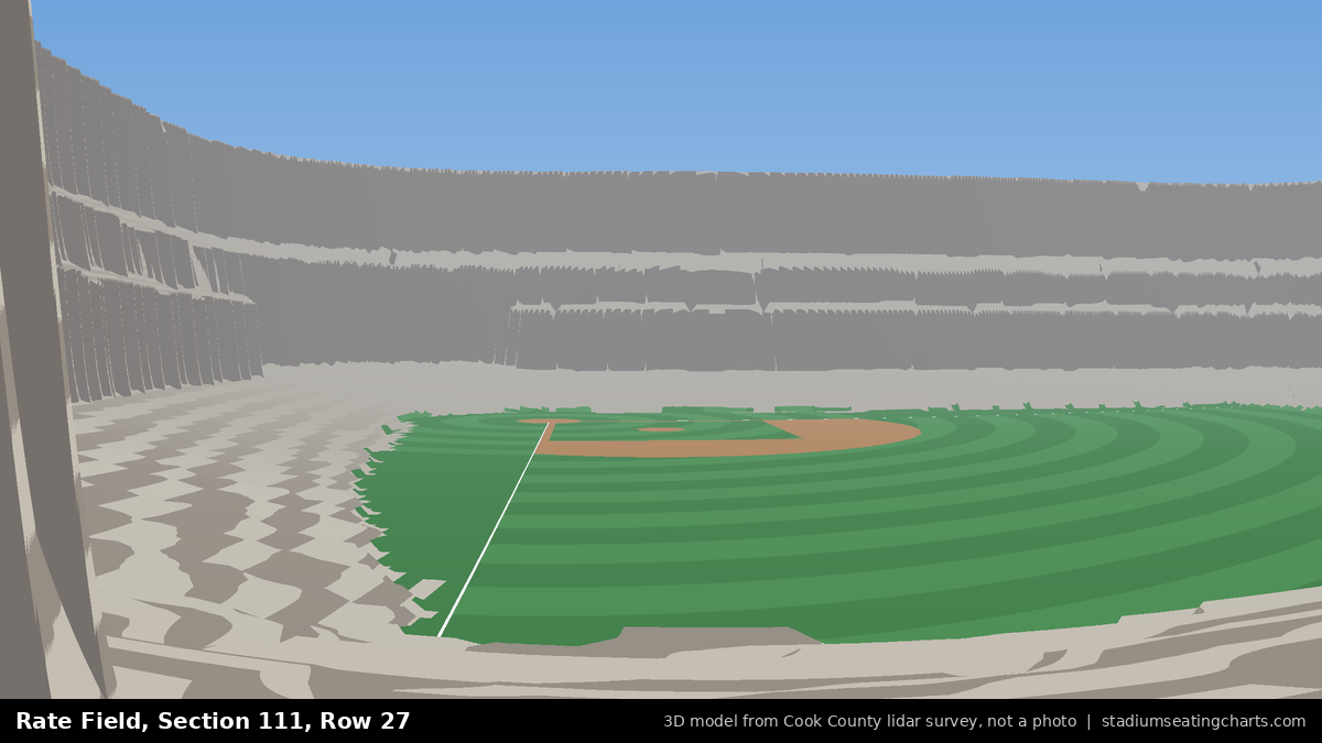 View from Rate Field Section 111, Row 27, looking toward the pitcher's mound