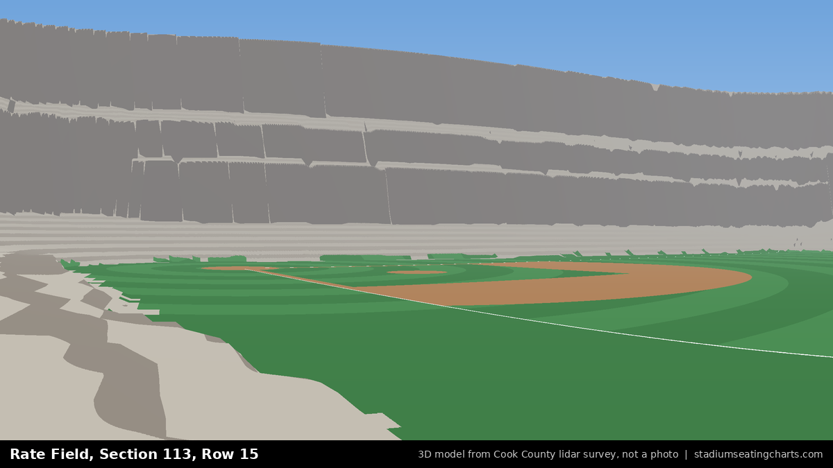 View from Rate Field Section 113, Row 15, looking toward the pitcher's mound