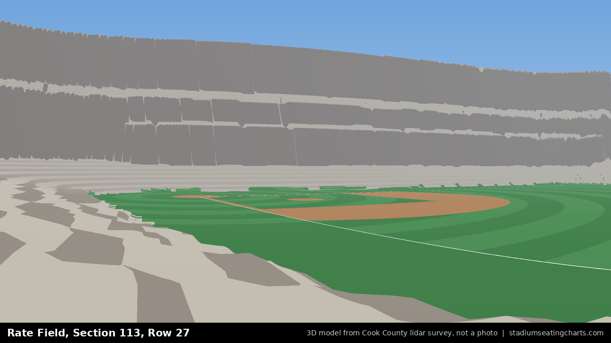 View from Rate Field Section 113, Row 27, looking toward the pitcher's mound