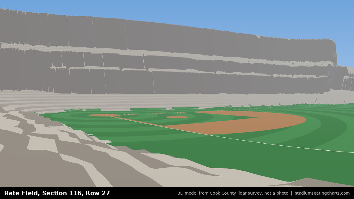 View from Rate Field Section 116, Row 27, looking toward the pitcher's mound