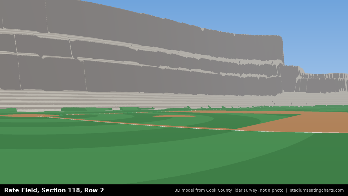 View from Rate Field Section 118, Row 2, looking toward the pitcher's mound