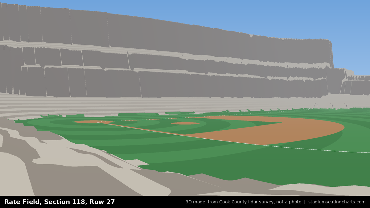 View from Rate Field Section 118, Row 27, looking toward the pitcher's mound