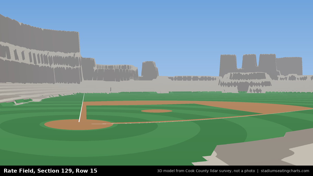 View from Rate Field Section 129, Row 15, looking toward the pitcher's mound