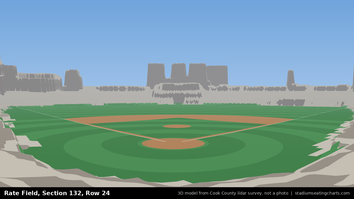View from Rate Field Section 132, Row 24, looking toward the pitcher's mound