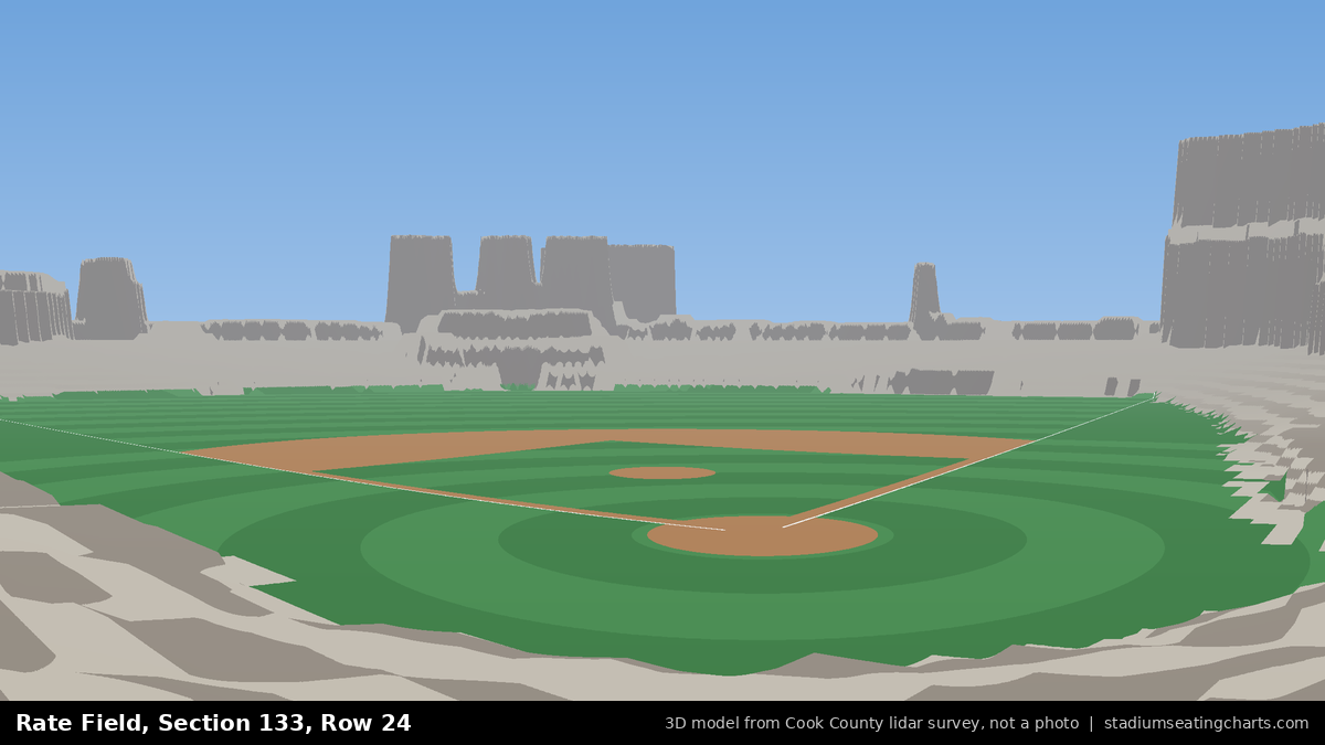 View from Rate Field Section 133, Row 24, looking toward the pitcher's mound