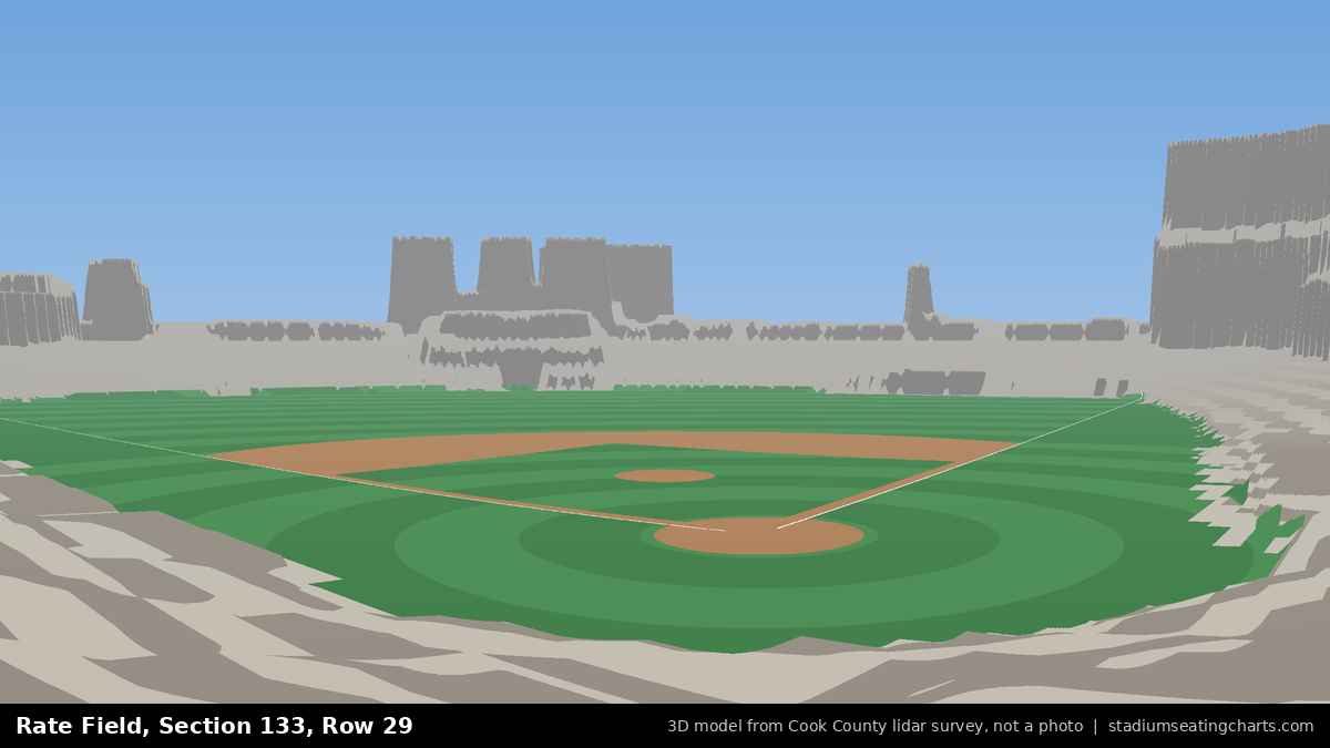 View from Rate Field Section 133, Row 29, looking toward the pitcher's mound