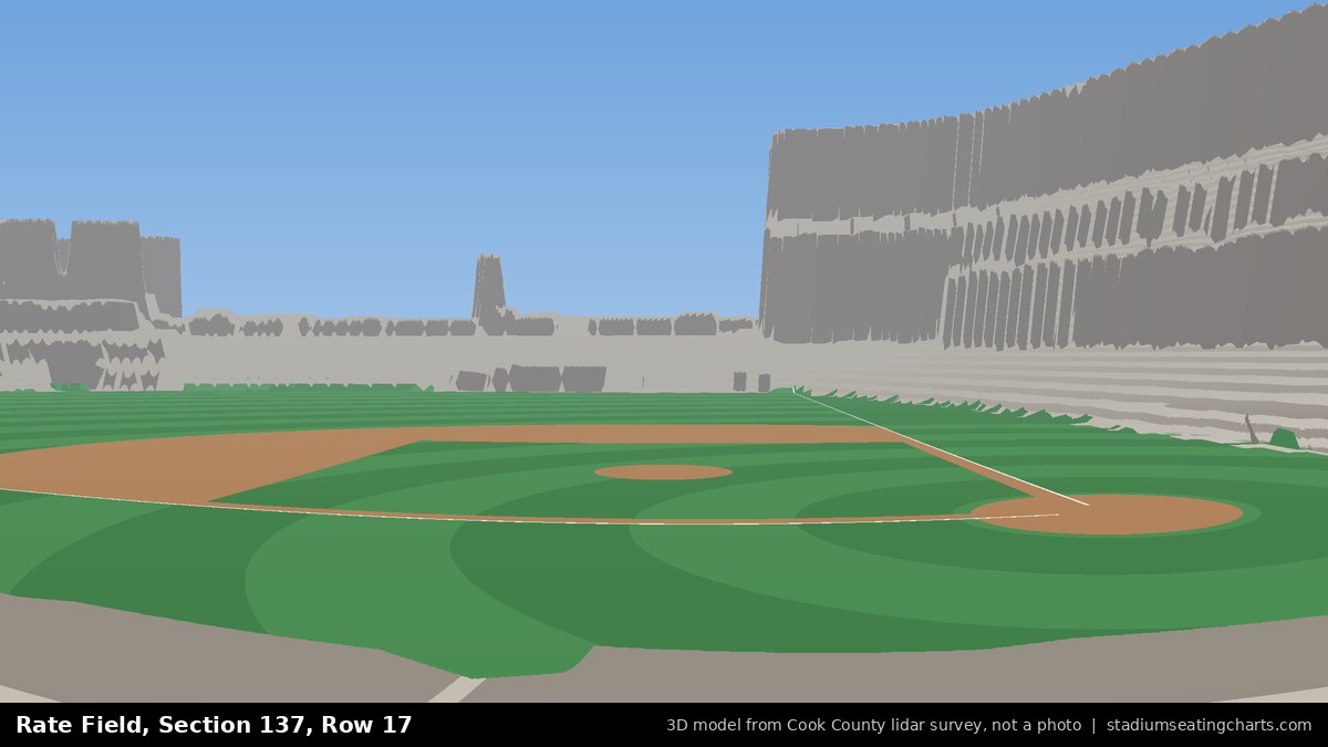 View from Rate Field Section 137, Row 17, looking toward the pitcher's mound
