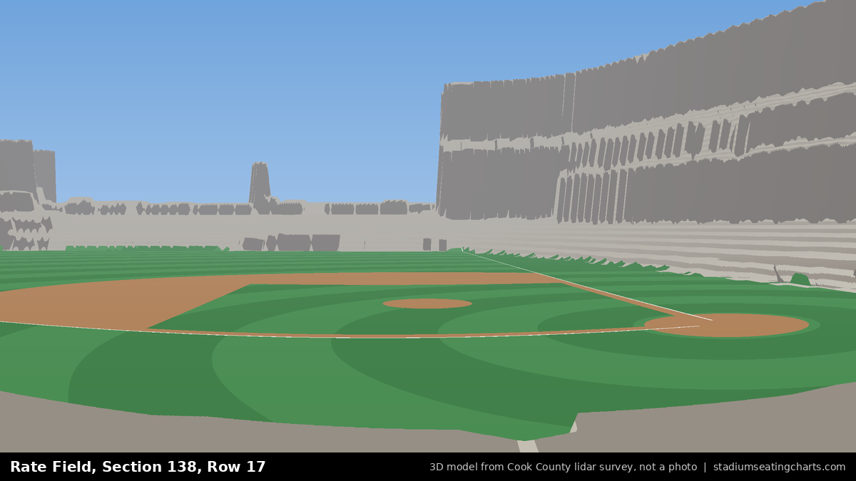 View from Rate Field Section 138, Row 17, looking toward the pitcher's mound