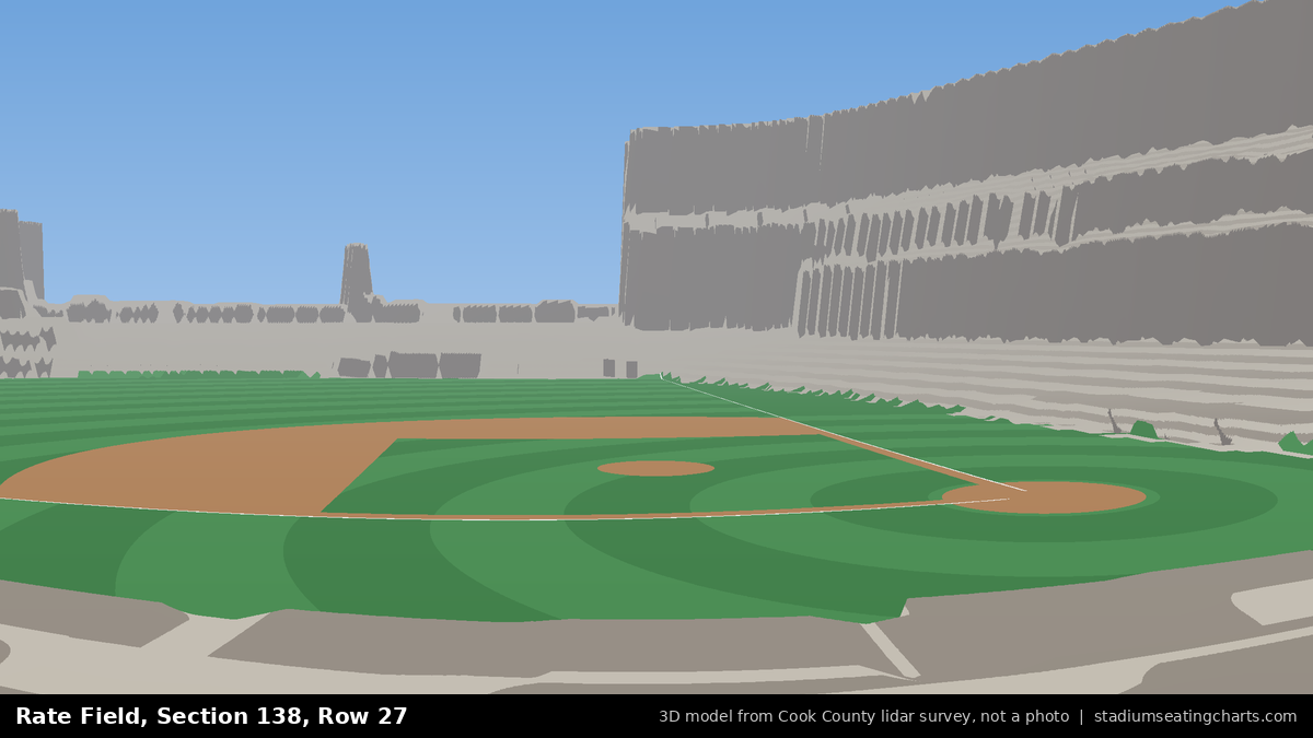 View from Rate Field Section 138, Row 27, looking toward the pitcher's mound