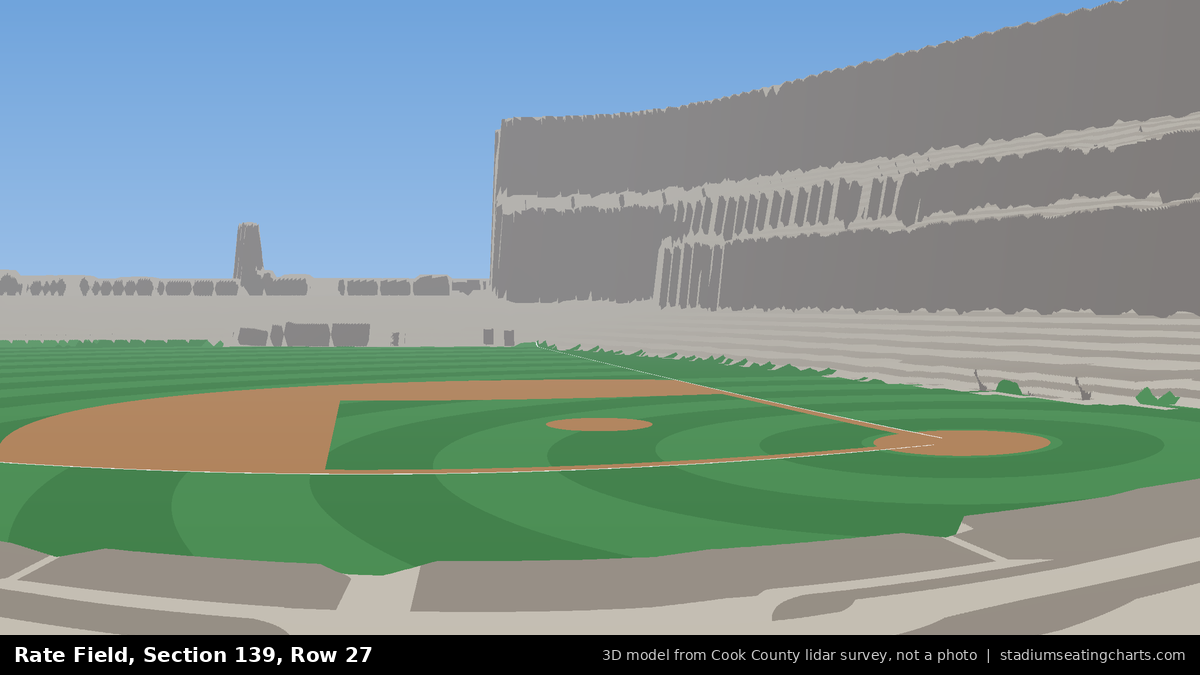 View from Rate Field Section 139, Row 27, looking toward the pitcher's mound