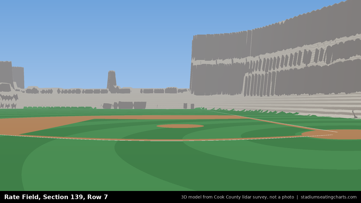 View from Rate Field Section 139, Row 7, looking toward the pitcher's mound