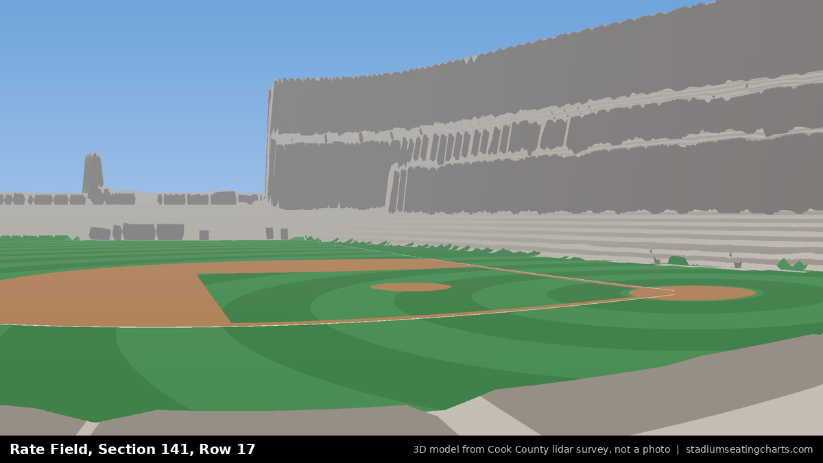 View from Rate Field Section 141, Row 17, looking toward the pitcher's mound