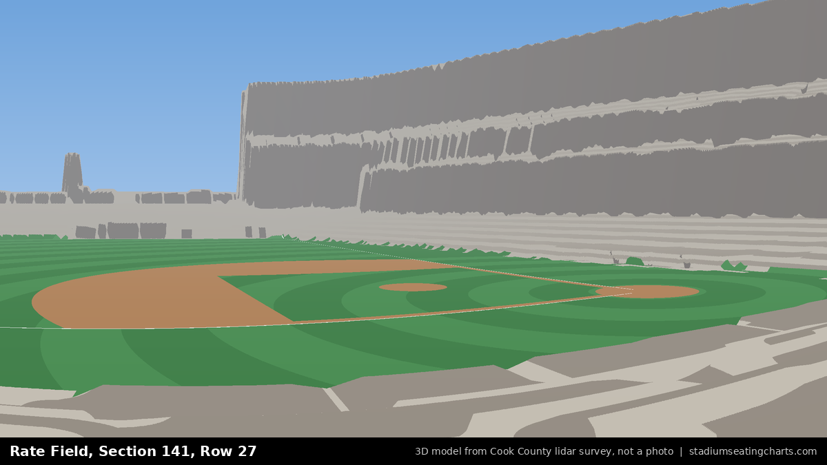View from Rate Field Section 141, Row 27, looking toward the pitcher's mound