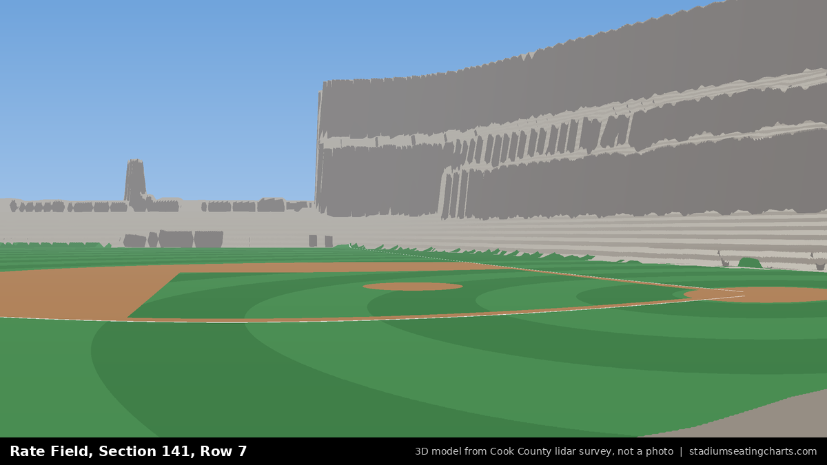 View from Rate Field Section 141, Row 7, looking toward the pitcher's mound