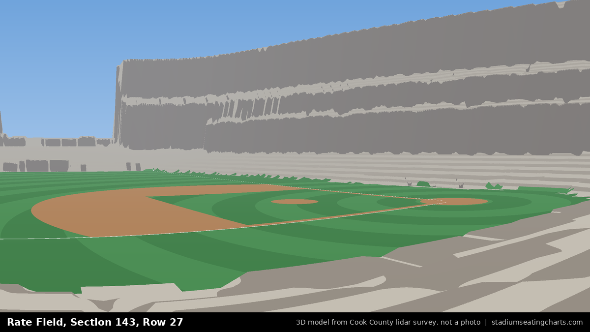 View from Rate Field Section 143, Row 27, looking toward the pitcher's mound