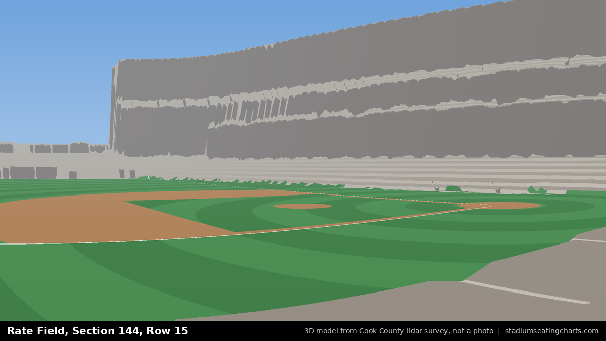 View from Rate Field Section 144, Row 15, looking toward the pitcher's mound