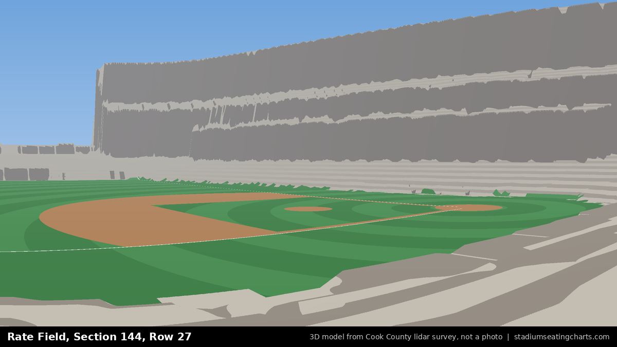View from Rate Field Section 144, Row 27, looking toward the pitcher's mound