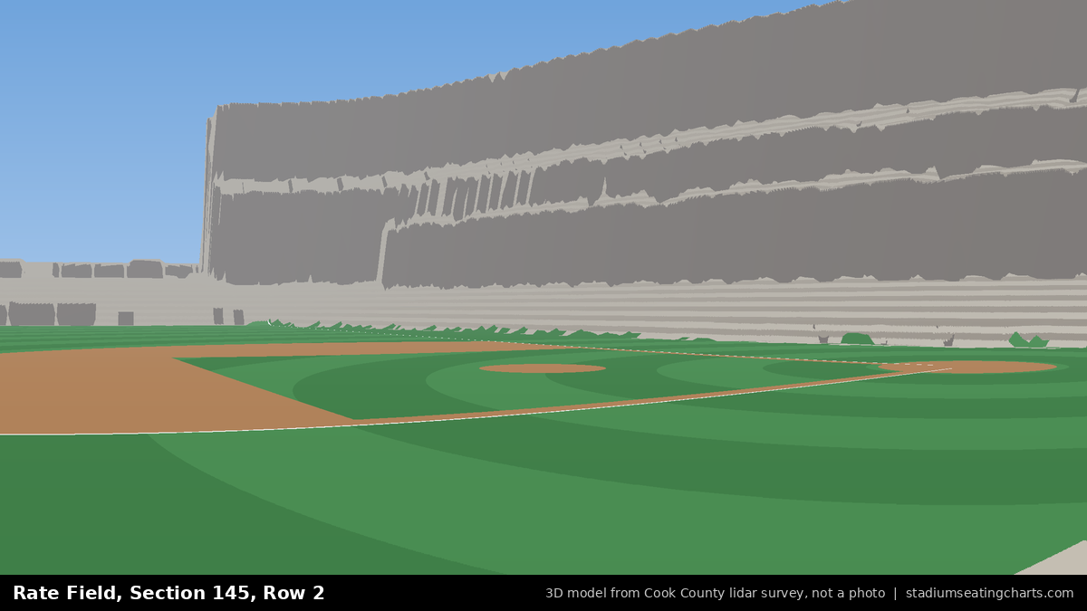 View from Rate Field Section 145, Row 2, looking toward the pitcher's mound