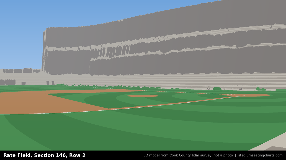 View from Rate Field Section 146, Row 2, looking toward the pitcher's mound
