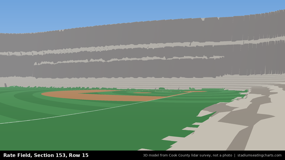View from Rate Field Section 153, Row 15, looking toward the pitcher's mound