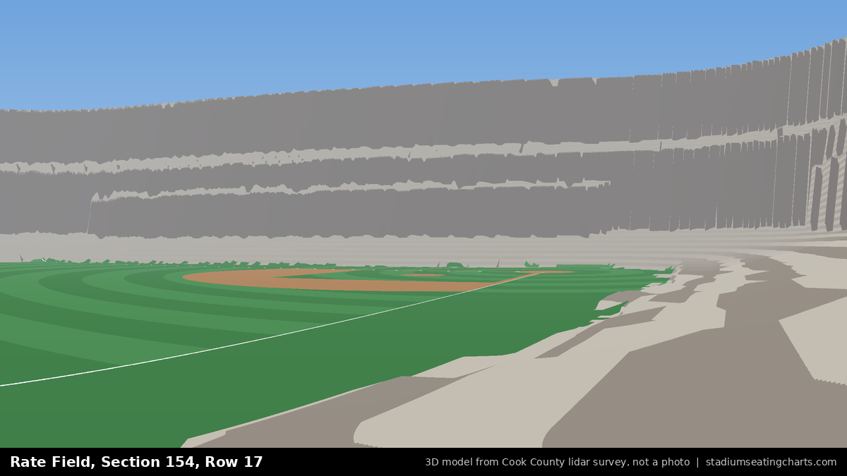 View from Rate Field Section 154, Row 17, looking toward the pitcher's mound