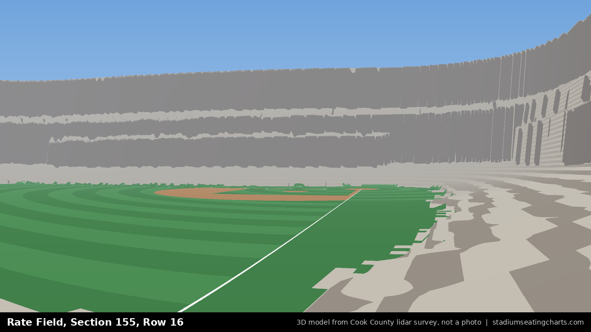 View from Rate Field Section 155, Row 16, looking toward the pitcher's mound
