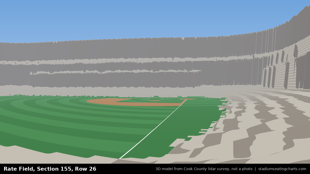 View from Rate Field Section 155, Row 26, looking toward the pitcher's mound