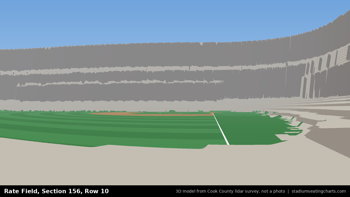 View from Rate Field Section 156, Row 10, looking toward the pitcher's mound