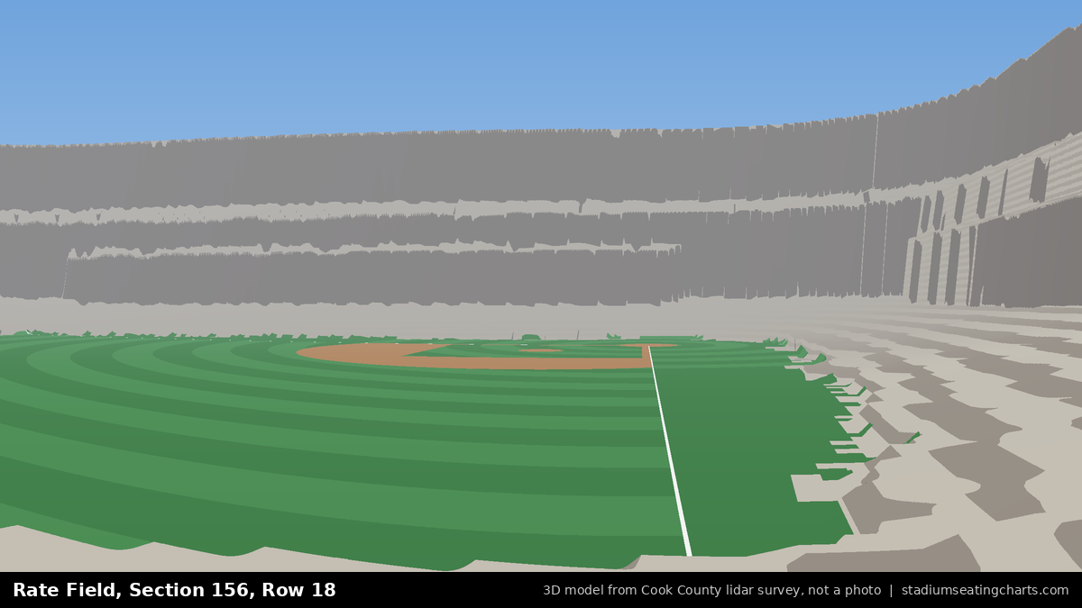 View from Rate Field Section 156, Row 18, looking toward the pitcher's mound