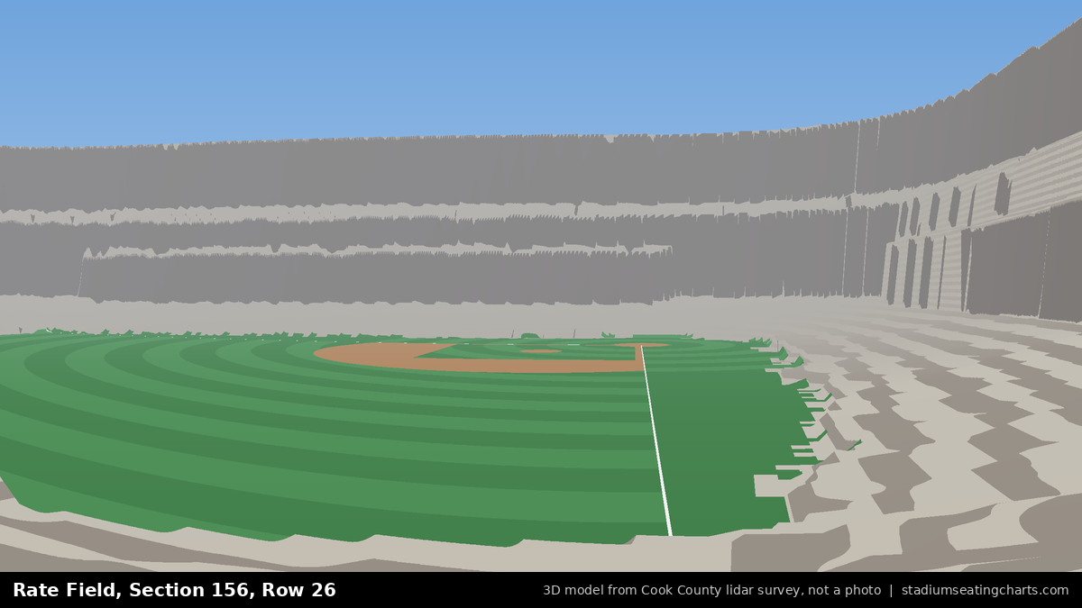 View from Rate Field Section 156, Row 26, looking toward the pitcher's mound