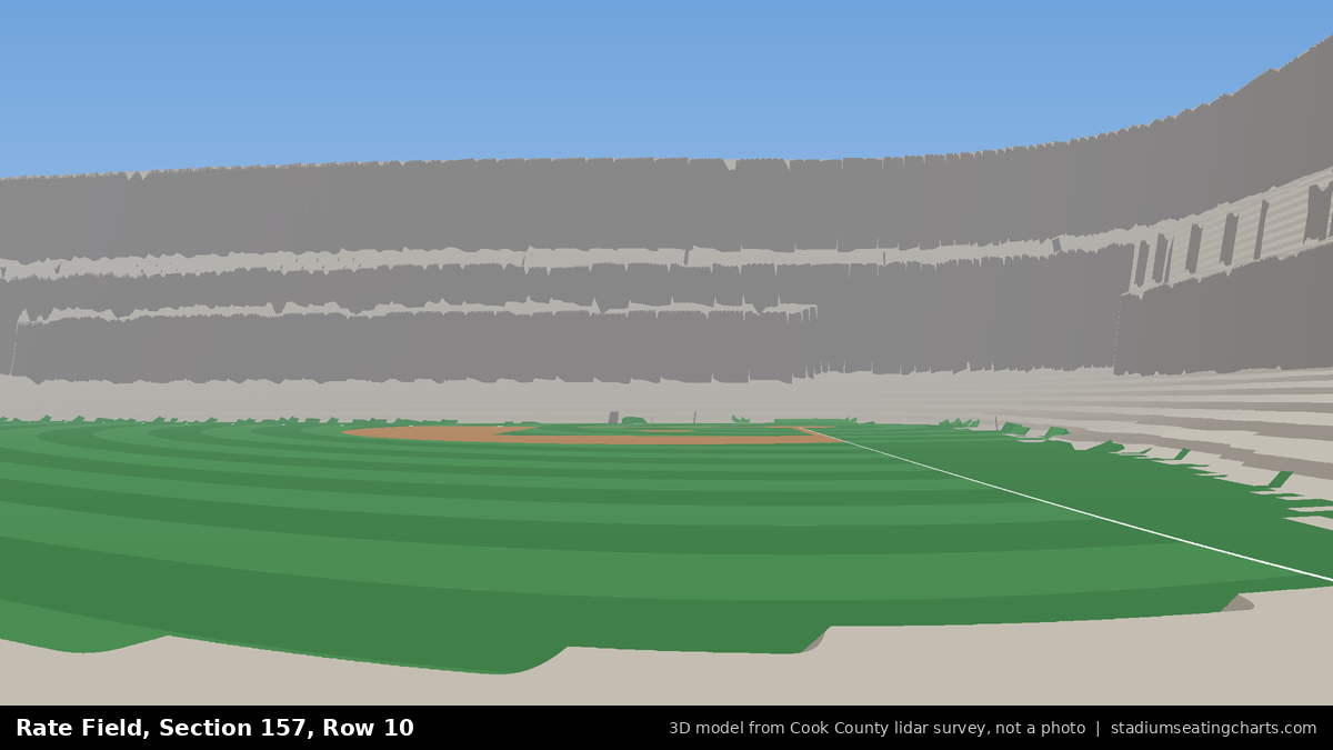 View from Rate Field Section 157, Row 10, looking toward the pitcher's mound