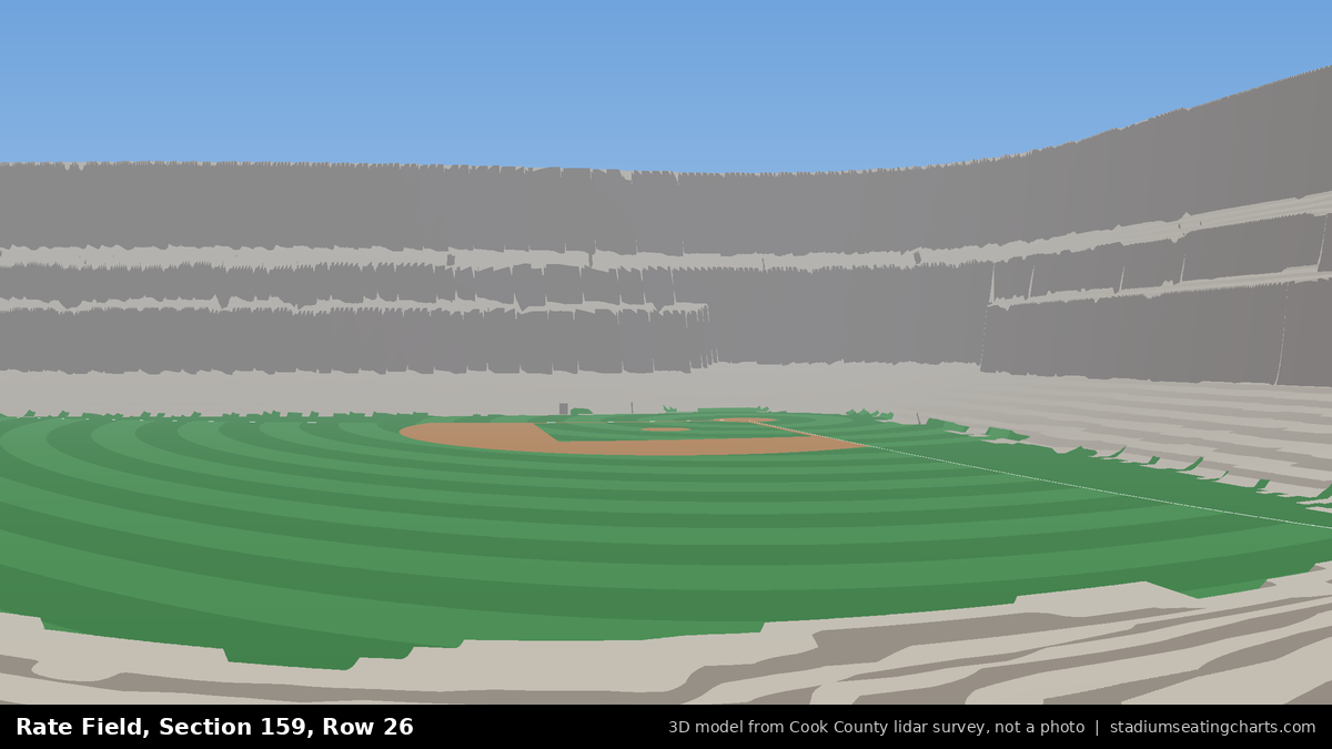 View from Rate Field Section 159, Row 26, looking toward the pitcher's mound