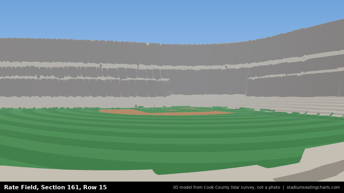View from Rate Field Section 161, Row 15, looking toward the pitcher's mound
