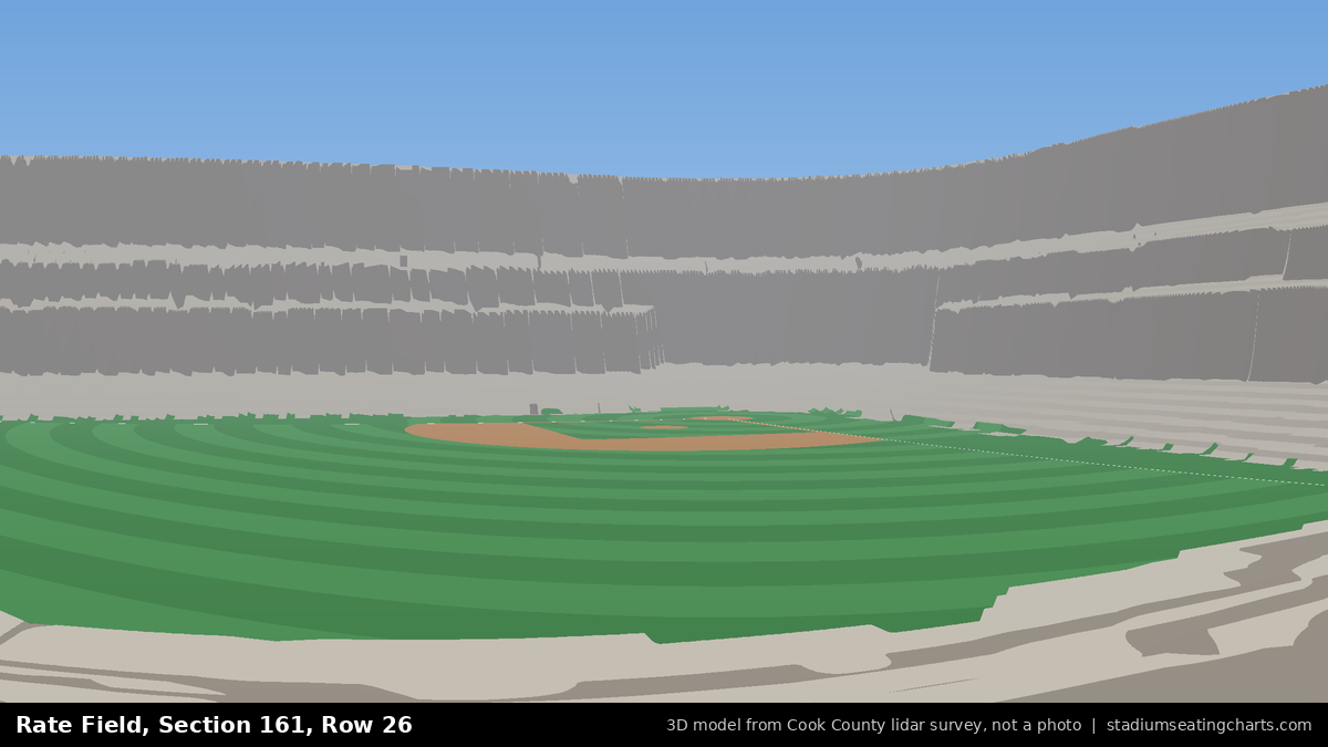 View from Rate Field Section 161, Row 26, looking toward the pitcher's mound