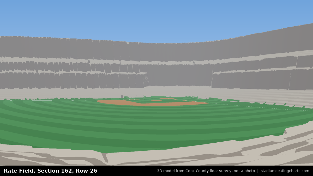 View from Rate Field Section 162, Row 26, looking toward the pitcher's mound