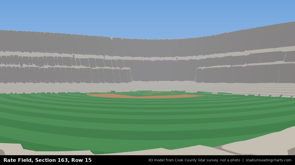 View from Rate Field Section 163, Row 15, looking toward the pitcher's mound